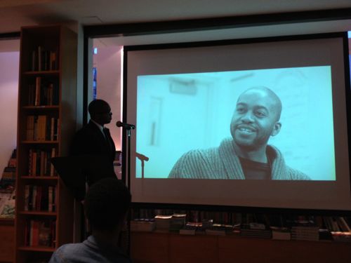 Mitchell S Jackson previewing the documentary trailer at Greenlight Bookstore in Brooklyn