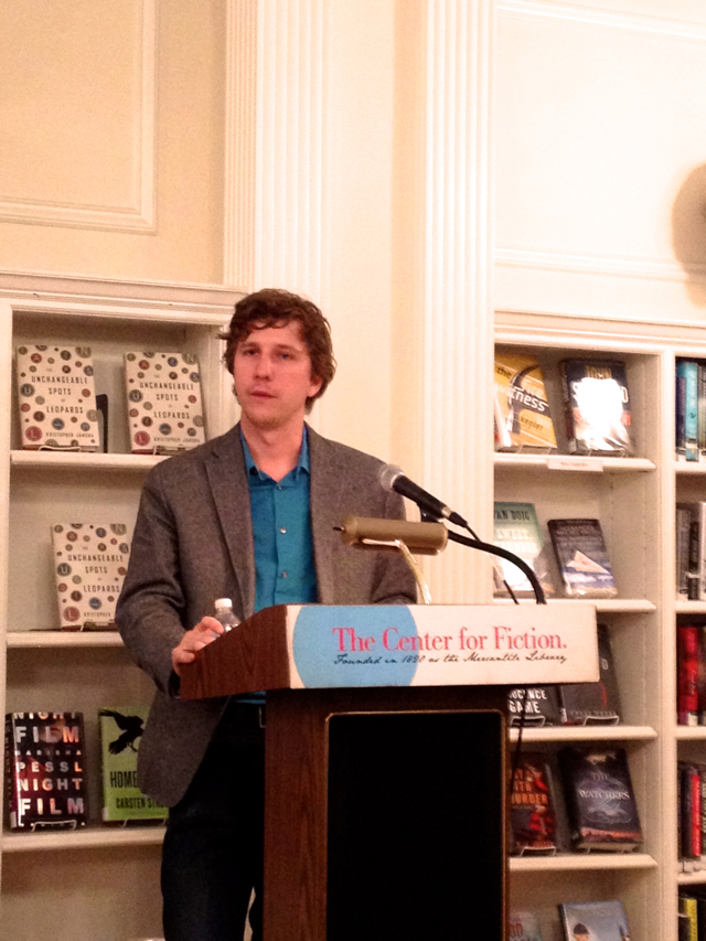 Kristopher Jansma reads from the Unchangeable Spots of Leopards at Center for Fiction in Manhattan