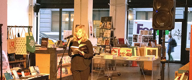 Amy Rowland reads from the Transcriptionist at Powerhouse Arena in Brooklyn