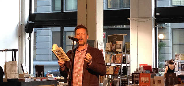 Scott Cheshire reads from High as the Horses Bridle at Powerhouse Arena in DUMBO