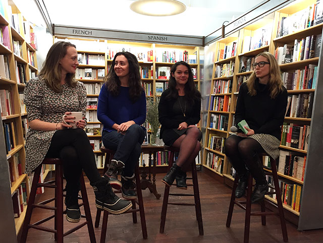 Emily Gould, Una LaMarche, Kate Axelrod, and Jessica Almon at McNally Jackson