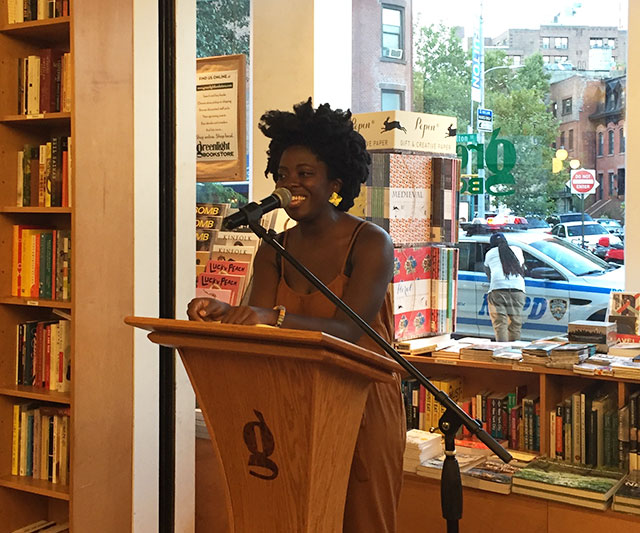 Yaa Gyasi, author of HOMEGOING reading at Greenlight Bookstore in Brooklyn